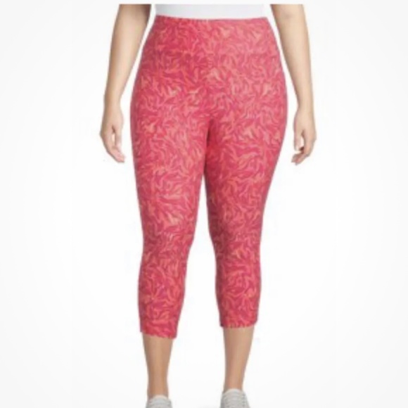 Terra and Sky Orange/Pink High Rise Capris Leggings Size 3X (24W-26W) NEW - Picture 1 of 6